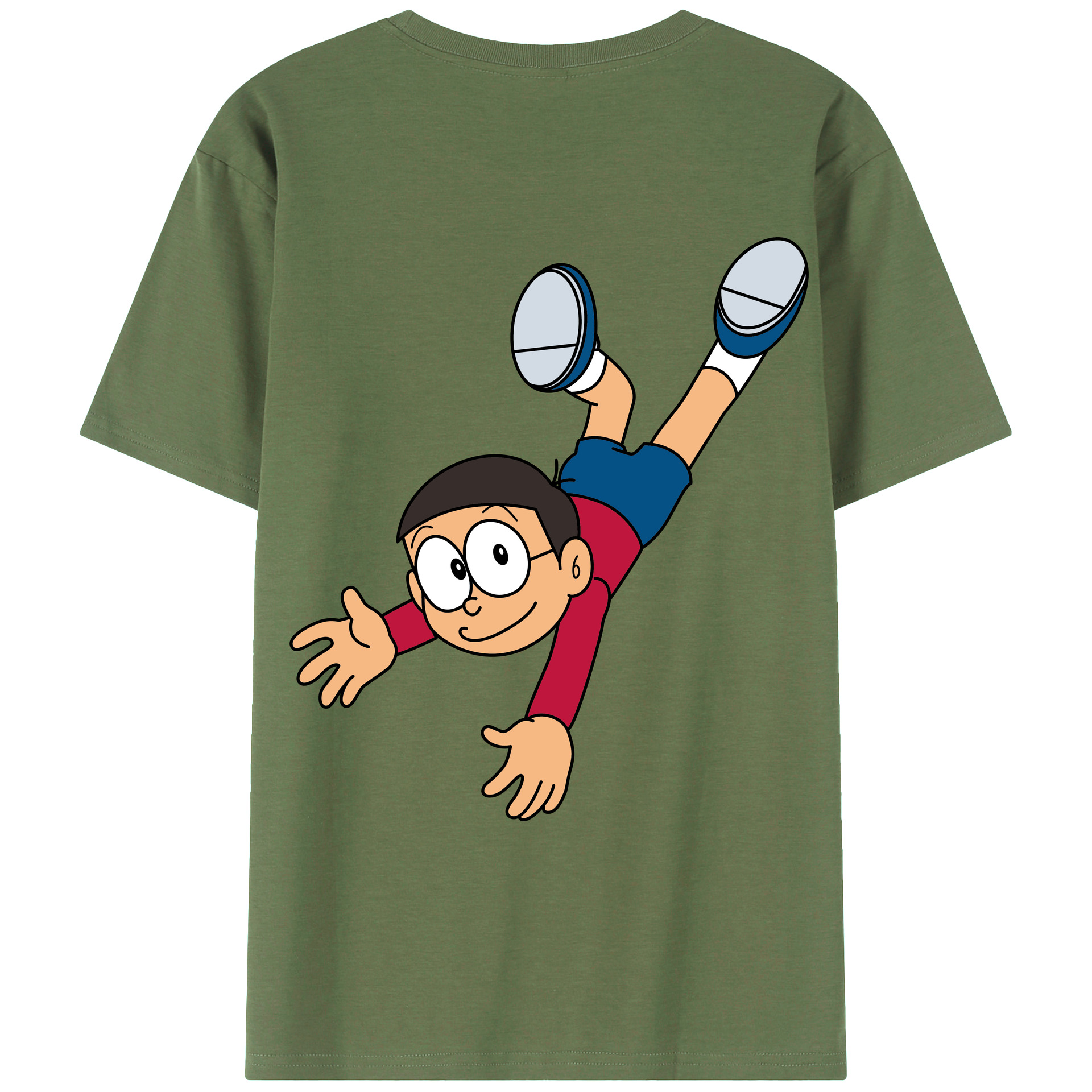 （画像用） ドラえもん 野比 のび太 Doraemon Nobita Nobi 綿100％ メンズ半袖Tシャツ（バックプリント） 通気性